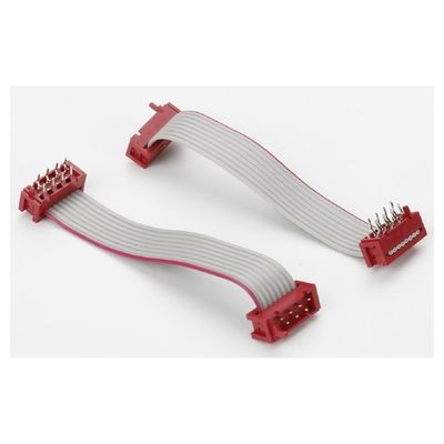 PVC پلی استر 28AWG کابل مسطح 1.27mm Micro Connector 8 پین IDC کابل