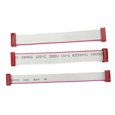PVC پلی استر 28AWG کابل مسطح 1.27mm Micro Connector 8 پین IDC کابل