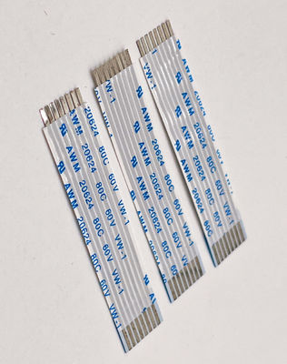 کابل الکترونیک صاف انعطاف پذیر 8 پین طلایی 1.25mm 10cm Ffc کابل UL20624 80C 60V