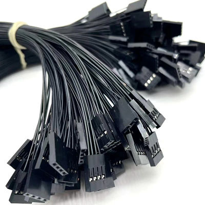 2.54mm Pitch 4 Pin Dupont Cable Assembly UL1007 24awg سیاه طول سفارشی شده