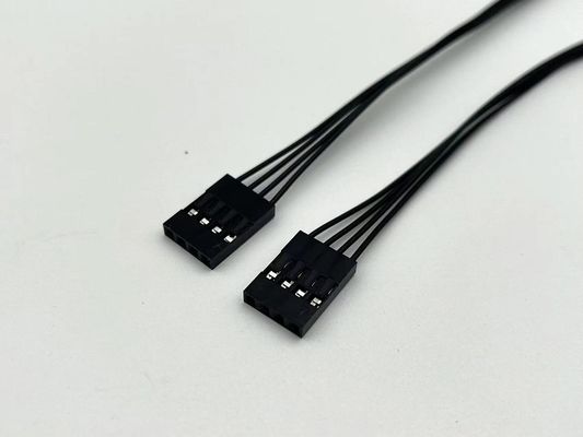 2.54mm Pitch 4 Pin Dupont Cable Assembly UL1007 24awg سیاه طول سفارشی شده