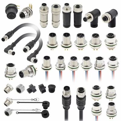 M12 سری اتصال دایره ای مرد پلگ پیچ عقب 5pin پانل نصب M16 * 1.5 PG9
