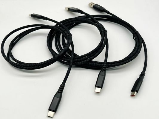 کابل USB UL2725 سیاه نوع C USB 2.0 یک کانکتور مرد با پوشش طلا