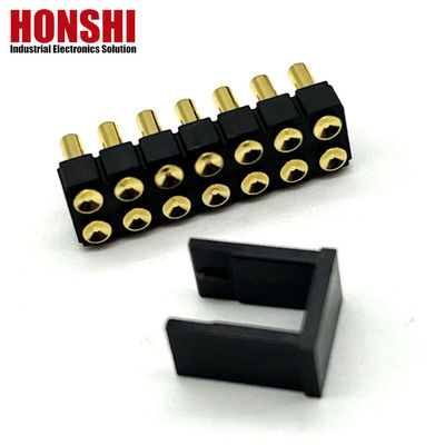 2.54mm High Current Pogo Pin Connector زنانه 2x7P طلا شده H2.5 SMT نوع برای PCB