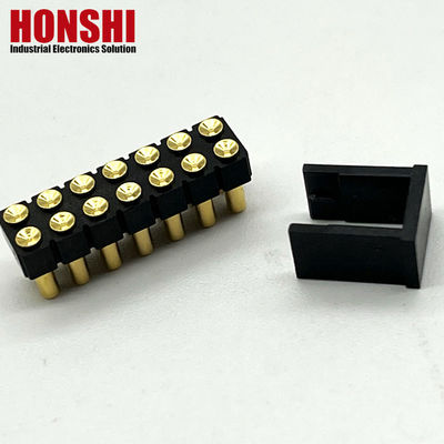2.54mm High Current Pogo Pin Connector زنانه 2x7P طلا شده H2.5 SMT نوع برای PCB