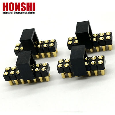 2.54mm High Current Pogo Pin Connector زنانه 2x7P طلا شده H2.5 SMT نوع برای PCB