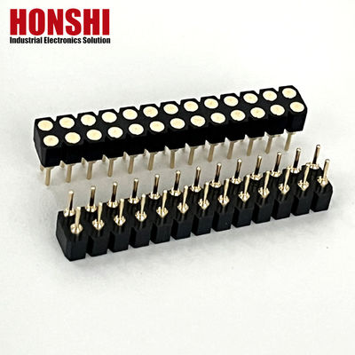 2.54mm دو ردیف PCB H3.0mm 7.4mm برنج مستقیم ماشین آلات دور زنانه سر وصل کننده