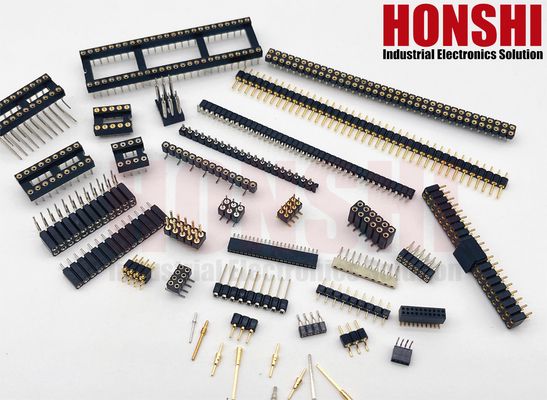 سر قلم فلز شده طلای 2.54mm SMT SMD دو ردیف PCB زاویه راست