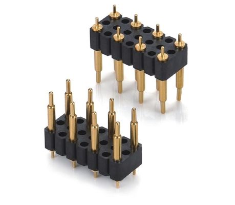بسته بندی 5.08mm Pitch Pogo Pin Connector مرد 8 Pin 4.0mm سه ردیف بهار بارگذاری شده