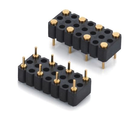 بسته بندی 5.08mm Pitch Pogo Pin Connector مرد 8 Pin 4.0mm سه ردیف بهار بارگذاری شده