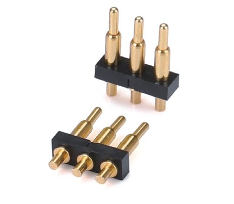 تک ردیف 3pin 1.5mm Dip Type Gold Plated Brass Pogo pin Connector 2.54mm پیچ