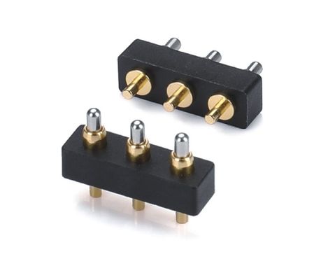 تک ردیف 3pin 1.5mm Dip Type Gold Plated Brass Pogo pin Connector 2.54mm پیچ