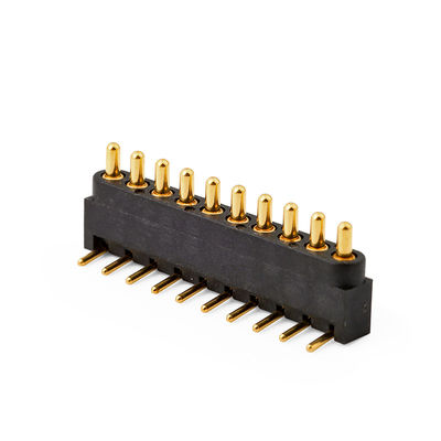 2.54mm پچ 10پين زاويه راست مرد مسخر بهار بار مغناطيسي Pogo Pin Connector