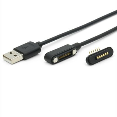 IP67 ضد آب PCB زنانه Pogo Pin Connector کابل مغناطیسی با فلش طلایی و مقاومت 50mohm Max تماس