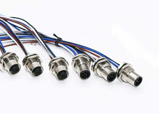 M12 سری اتصال دایره ای مرد پلگ پیچ عقب 5pin پانل نصب M16 * 1.5 PG9
