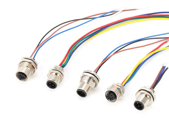 M12 سری اتصال دایره ای مرد پلگ پیچ عقب 5pin پانل نصب M16 * 1.5 PG9