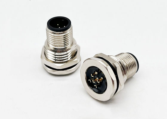 M12 سری اتصال دایره ای مرد پلگ پیچ عقب 5pin پانل نصب M16 * 1.5 PG9