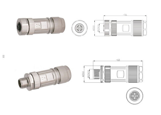 اتصال دایره ای M12 X Code Connector Ethernet 8 Pin Male Female Plug Connector اسمبلی پیچ