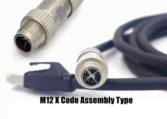 اتصال دایره ای M12 X Code Connector Ethernet 8 Pin Male Female Plug Connector اسمبلی پیچ