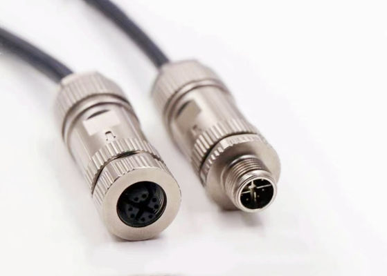 کانکتور سیم دایره ای آلیاژ روی شیل M12 8 پین اسمبلی کانکتور اترنت مرد