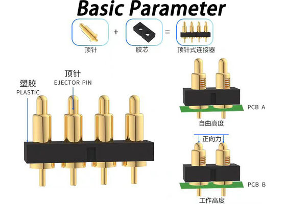 2.54mm Pitch Pogo Pin Connectors بهار بارگذاری شده H7.75mm برای پی سی بی