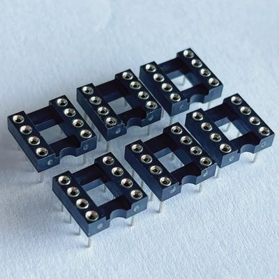 2.54mm 8 Pin IC Socket Connector ماده ی عایق گیری PBT سیاه