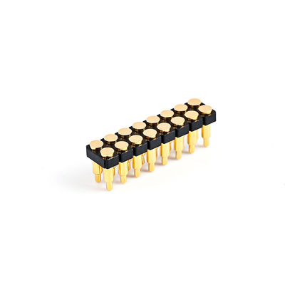 2.54mm 16P Pogo Pin Connector SMT نوع طلا شده مس میله ای بهار بارگذاری شده Pogo Pins