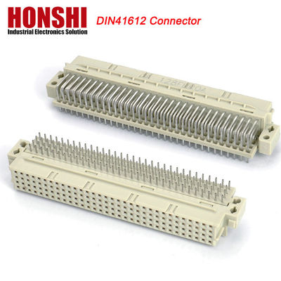 PCB زاویه راست 128 پین DIN 41612 یورو کانکتور زنانه با قفل تخته Pbt خاکستری