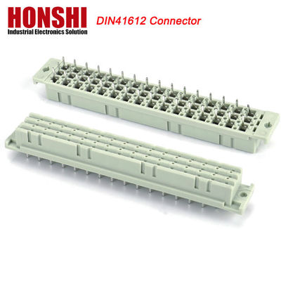 PCB زاویه راست 128 پین DIN 41612 یورو کانکتور زنانه با قفل تخته Pbt خاکستری