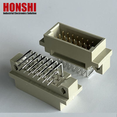 PCB زاویه راست 128 پین DIN 41612 یورو کانکتور زنانه با قفل تخته Pbt خاکستری