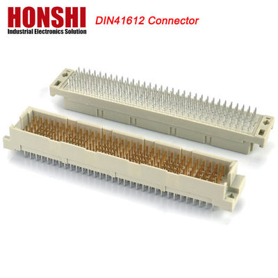 PCB زاویه راست 128 پین DIN 41612 یورو کانکتور زنانه با قفل تخته Pbt خاکستری