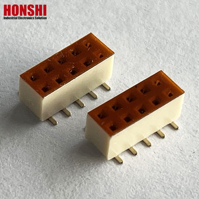 اتصال کننده سرپوش زنانه دو ردیف رنگ سفید 2.54mm H7.1 10p SMT نوع PA6T PCB Board