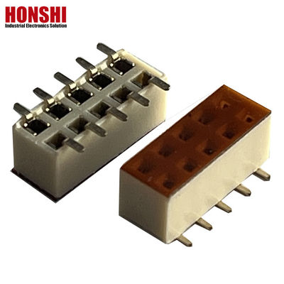 اتصال کننده سرپوش زنانه دو ردیف رنگ سفید 2.54mm H7.1 10p SMT نوع PA6T PCB Board