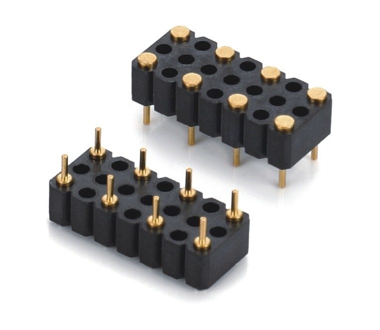 5.08mm Pitch Pogo Pin Connector Dip Type زنانه 8 Pin 4.0mm سه ردیف بهار بارگذاری شده