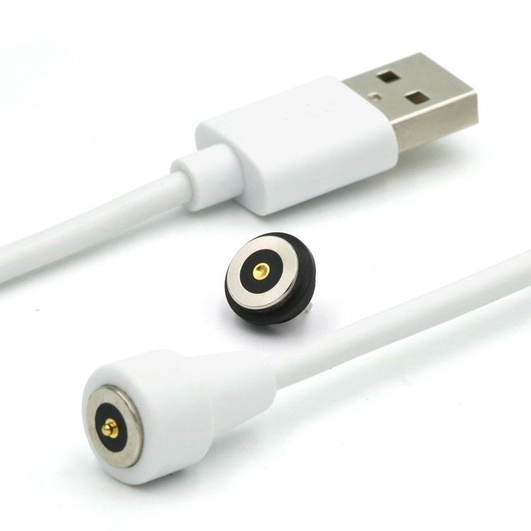 کابل اتصال دو پین مغناطیسی پگو پین به USB نوع A M کابل سفید
