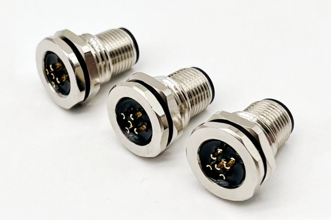 M12 سری اتصال دایره ای مرد پلگ پیچ عقب 5pin پانل نصب M16 * 1.5 PG9