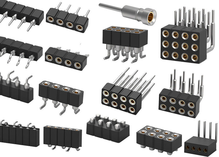 دو ردیف PCB گرد پین سر وصل کننده ماشین زن سر 1.27mm 2.0mm 2.54mm