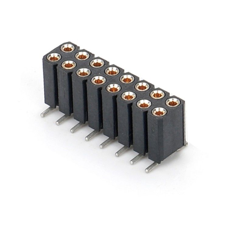 2.54mm دو ردیف H7.0mm SMT PCB برنج ماشین گرد زن سر وصل کننده PA6T سیاه