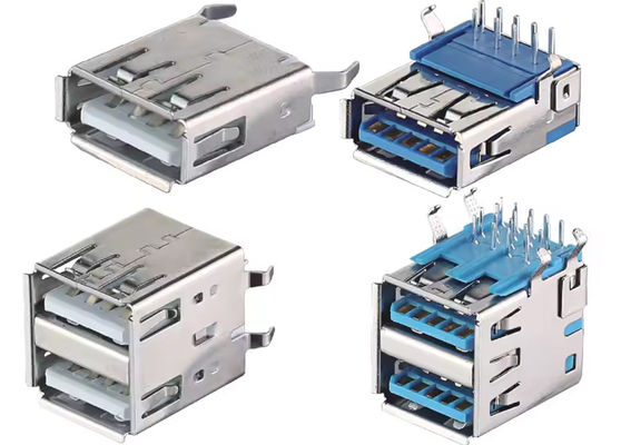 USB 2.0 / 3.0 جک نوع A اتصال کننده پلگ نر مواد تماس مس / فسفر برنز