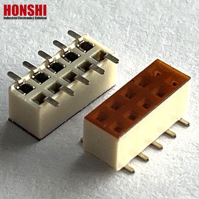 اتصال کننده سرپوش زنانه دو ردیف رنگ سفید 2.54mm H7.1 10p SMT نوع PA6T PCB Board