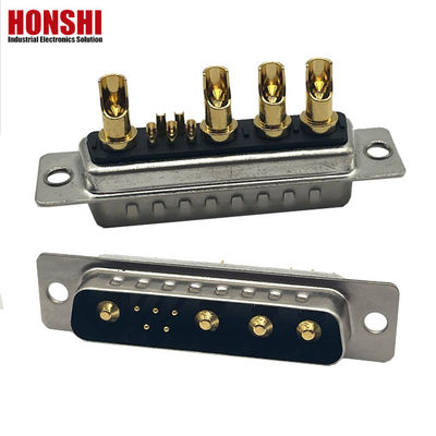 9w4 اتصال سیم جوش D Sub Connector Gold Plated Male Mixed High Current 5+4 هسته
